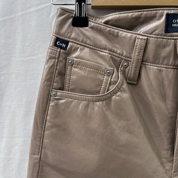 Citizens Of Humanity Isola Cropped Boot‎ Recycled Leather Pants Cashew Patent 24 - Picture 7 of 16